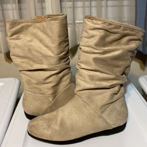 Comfortview faux suede rounded toe slouch boots, 1 inch heel 10 inch sha…